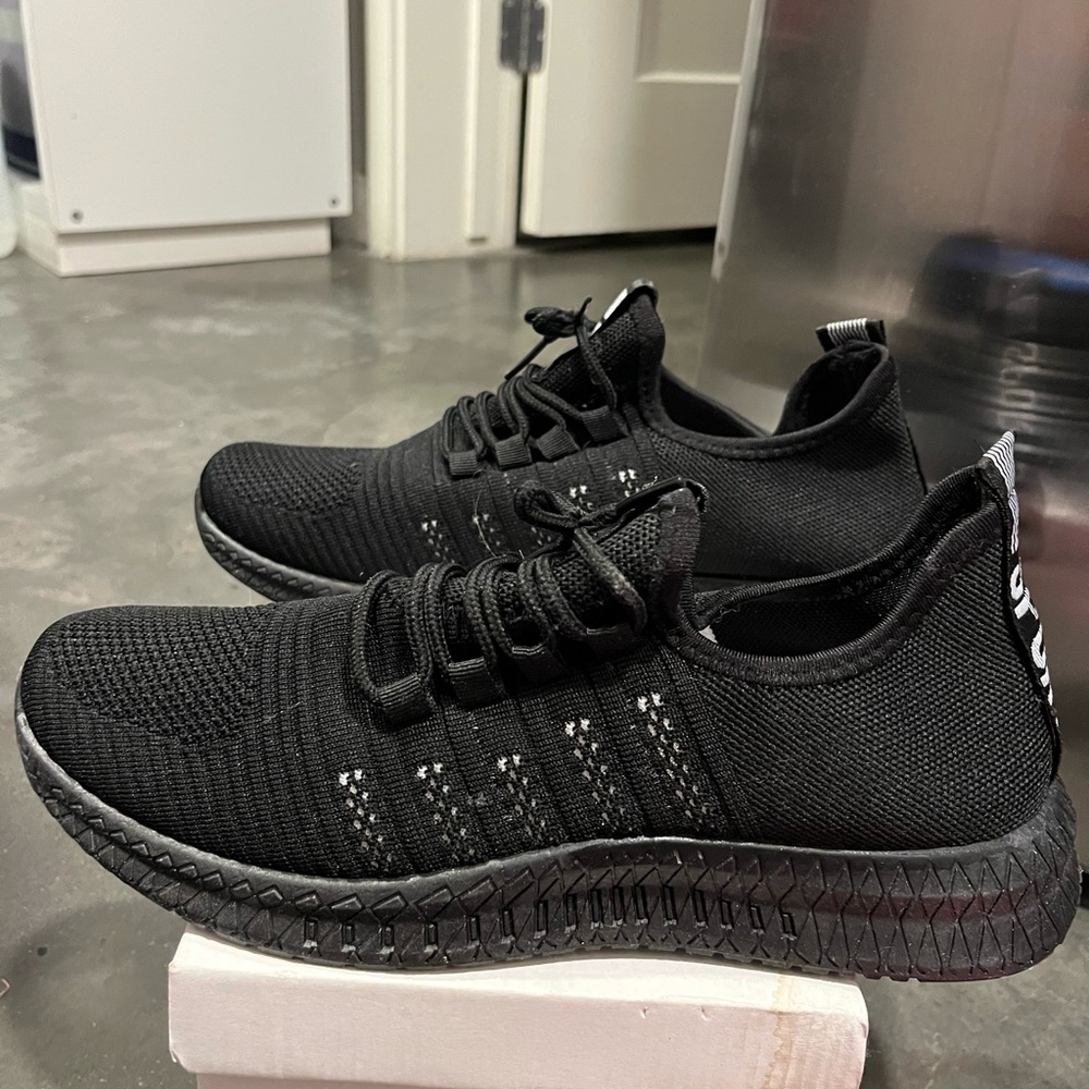 Black Knit Athletic Sneakers
